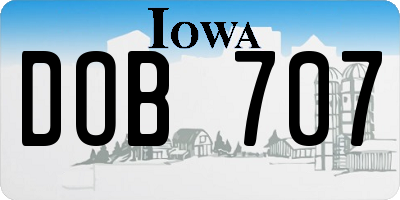 IA license plate DOB707