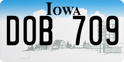 IA license plate DOB709