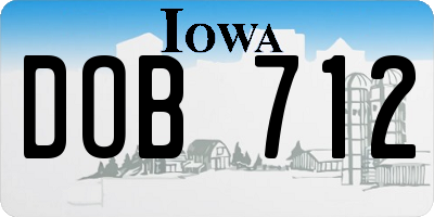 IA license plate DOB712