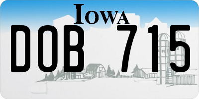 IA license plate DOB715
