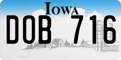 IA license plate DOB716