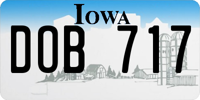 IA license plate DOB717
