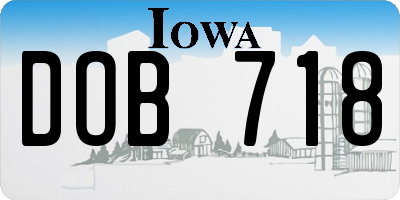 IA license plate DOB718