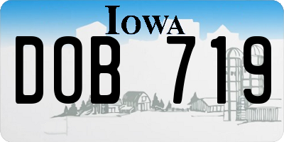 IA license plate DOB719