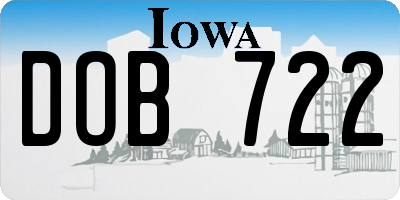 IA license plate DOB722