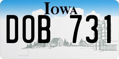 IA license plate DOB731