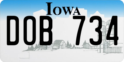 IA license plate DOB734