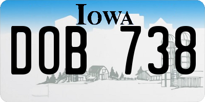 IA license plate DOB738