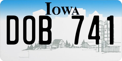 IA license plate DOB741