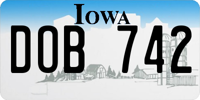 IA license plate DOB742