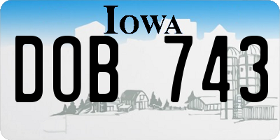 IA license plate DOB743