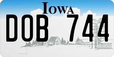 IA license plate DOB744
