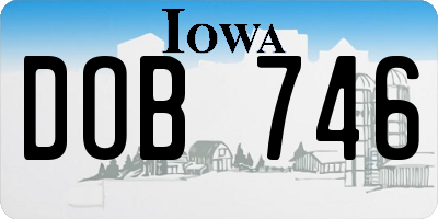IA license plate DOB746