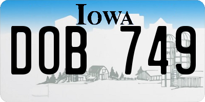 IA license plate DOB749