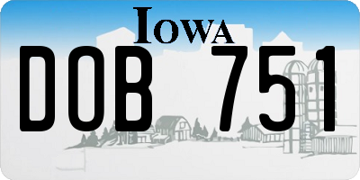 IA license plate DOB751