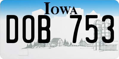 IA license plate DOB753