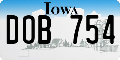 IA license plate DOB754