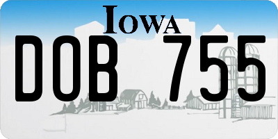 IA license plate DOB755