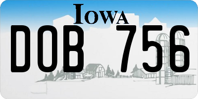 IA license plate DOB756