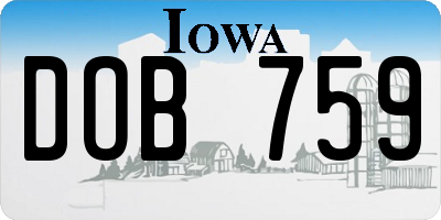 IA license plate DOB759