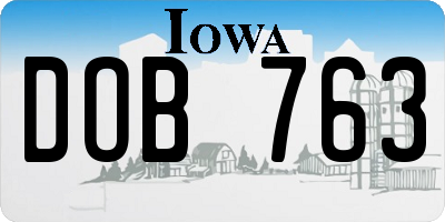 IA license plate DOB763
