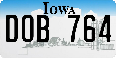 IA license plate DOB764