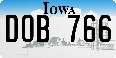 IA license plate DOB766