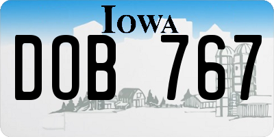 IA license plate DOB767