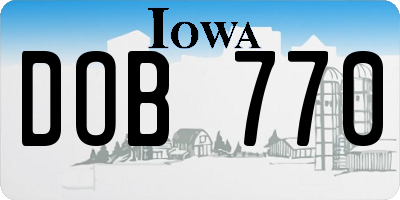 IA license plate DOB770