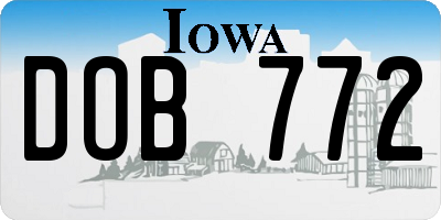 IA license plate DOB772