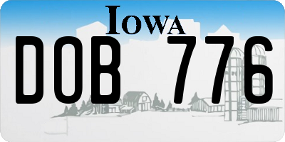 IA license plate DOB776