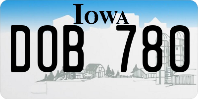 IA license plate DOB780