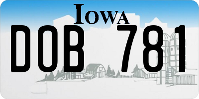 IA license plate DOB781