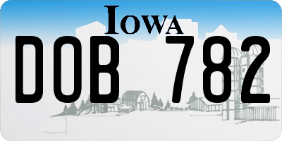 IA license plate DOB782