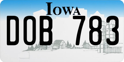 IA license plate DOB783