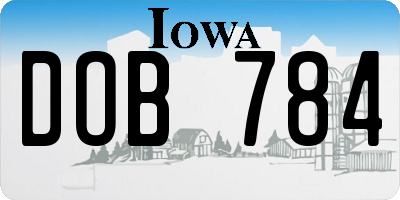 IA license plate DOB784