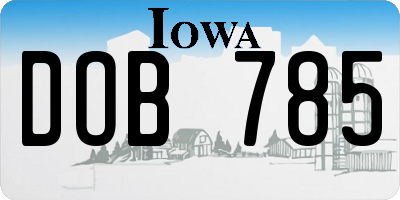 IA license plate DOB785
