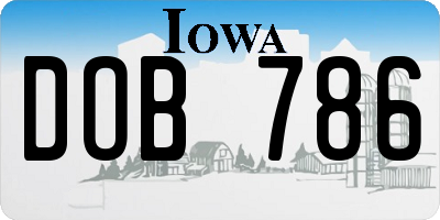 IA license plate DOB786