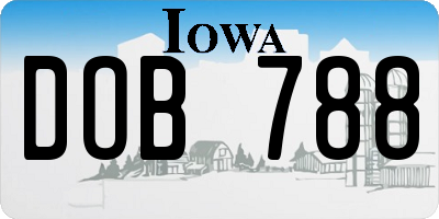 IA license plate DOB788