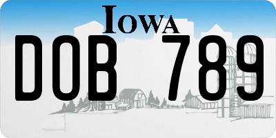 IA license plate DOB789