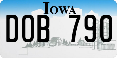 IA license plate DOB790
