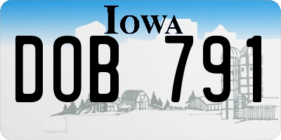IA license plate DOB791