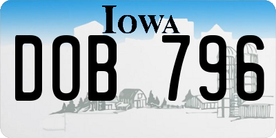 IA license plate DOB796
