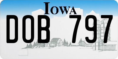IA license plate DOB797