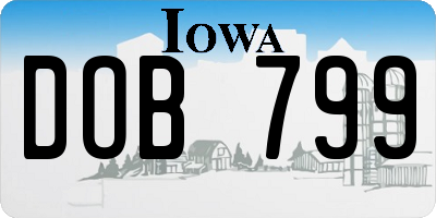 IA license plate DOB799