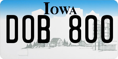 IA license plate DOB800
