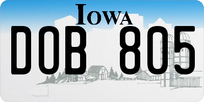 IA license plate DOB805