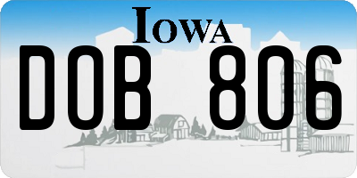 IA license plate DOB806