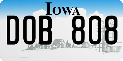 IA license plate DOB808