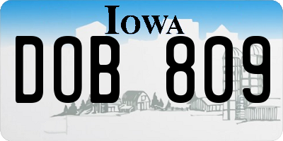 IA license plate DOB809